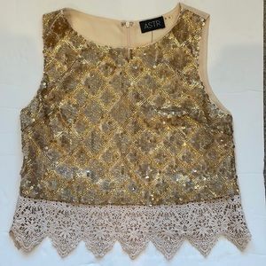 ASTR Gold Sequin Top
